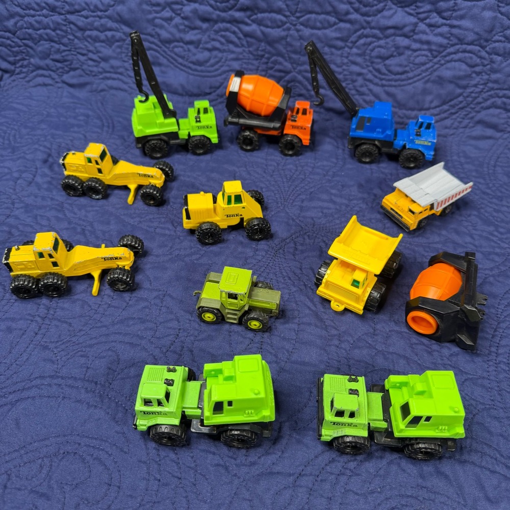 Vintage Tonka Diecast Construction Vehicle Lot 11pc 1994 Trucks Cranes Graders